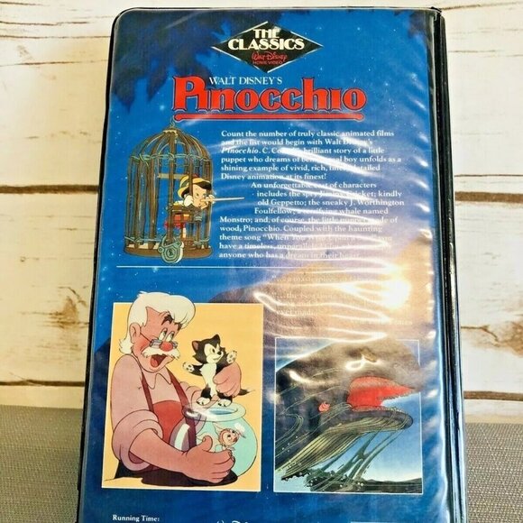 PINOCCHIO VHS Home Video Tape The Classic Walt Disney Clamshell Case - Picture 2 of 8